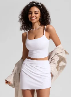 High Rise Asymmetric Side Ruched Swim Skirt