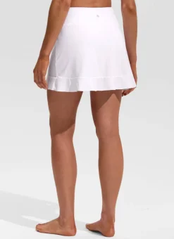 High Rise Ruffle Built in Brief Swim Skirt