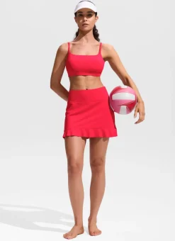 High Rise Ruffle Built in Brief Swim Skirt
