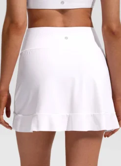 High Rise Ruffle Built in Brief Swim Skirt