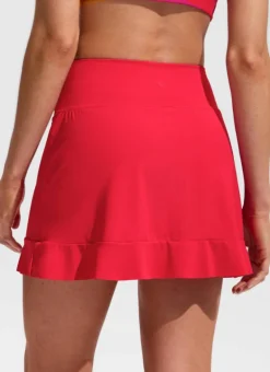 High Rise Ruffle Built in Brief Swim Skirt