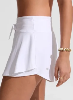 High Rise Zip Pocket Ruffle Swim Board Shorts