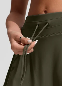 High Rise Zip Pocket Ruffle Swim Board Shorts