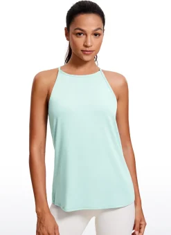 Hip Length High Neck Halter Tank