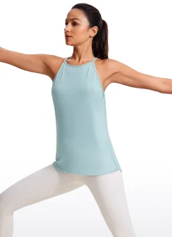 Hip Length High Neck Halter Tank