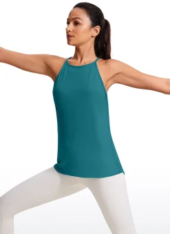 Hip Length High Neck Halter Tank