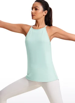 Hip Length High Neck Halter Tank