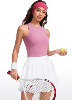 Hip Length High Neck Ribbed Racerback Tank
