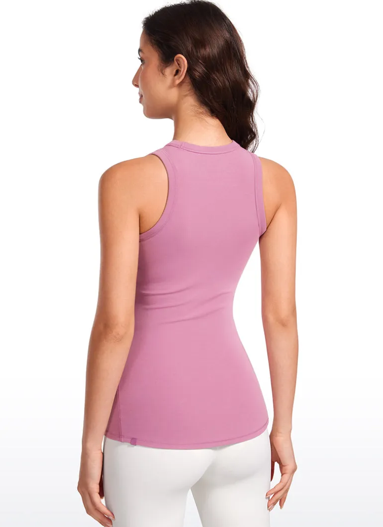 Hip Length High Neck Ribbed Racerback Tank