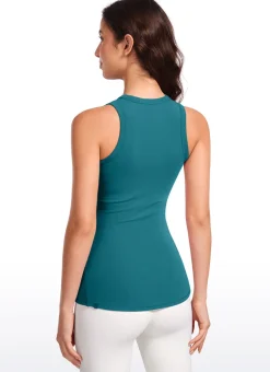 Hip Length High Neck Ribbed Racerback Tank