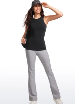 Hip Length High Neck Ribbed Racerback Tank