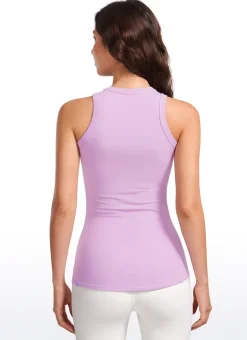 Hip Length High Neck Ribbed Racerback Tank