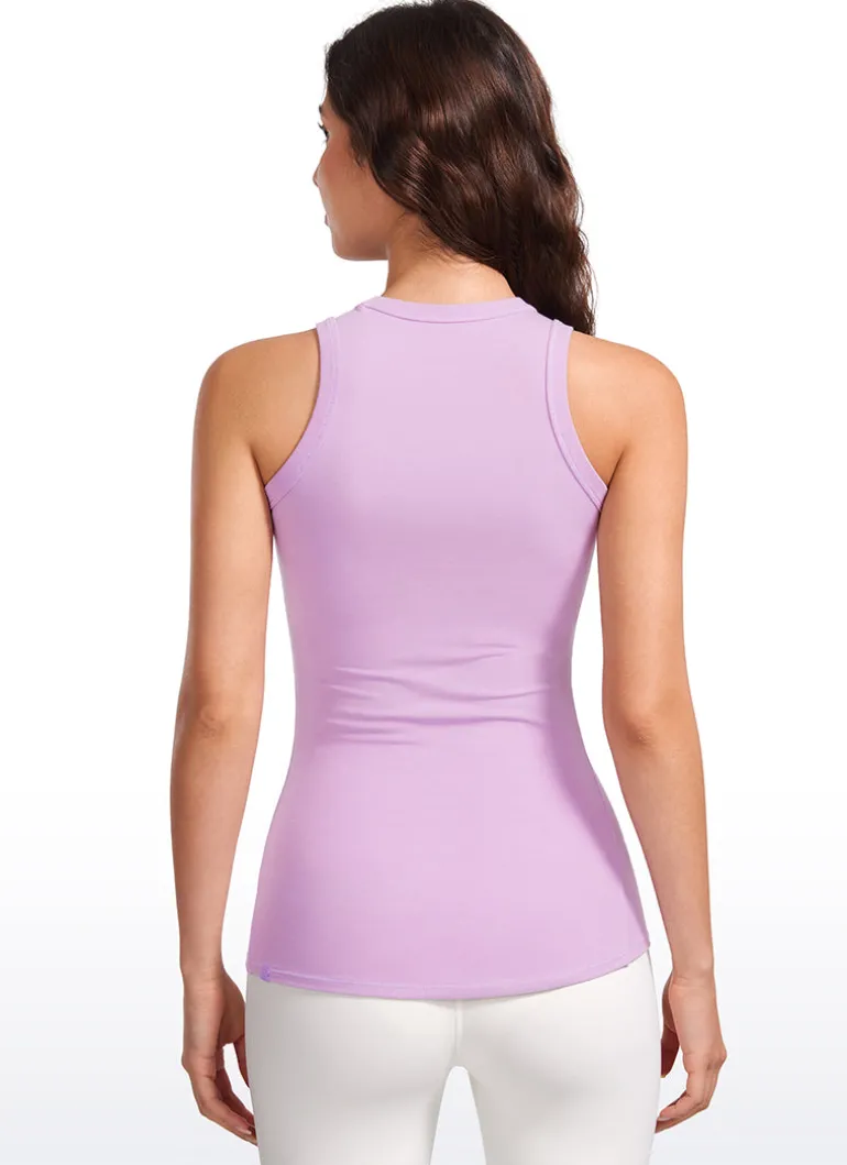 Hip Length High Neck Ribbed Racerback Tank