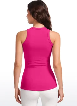 Hip Length High Neck Ribbed Racerback Tank