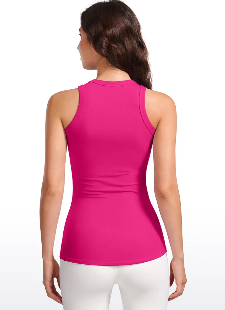 Hip Length High Neck Ribbed Racerback Tank