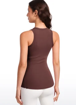Hip Length High Neck Ribbed Racerback Tank