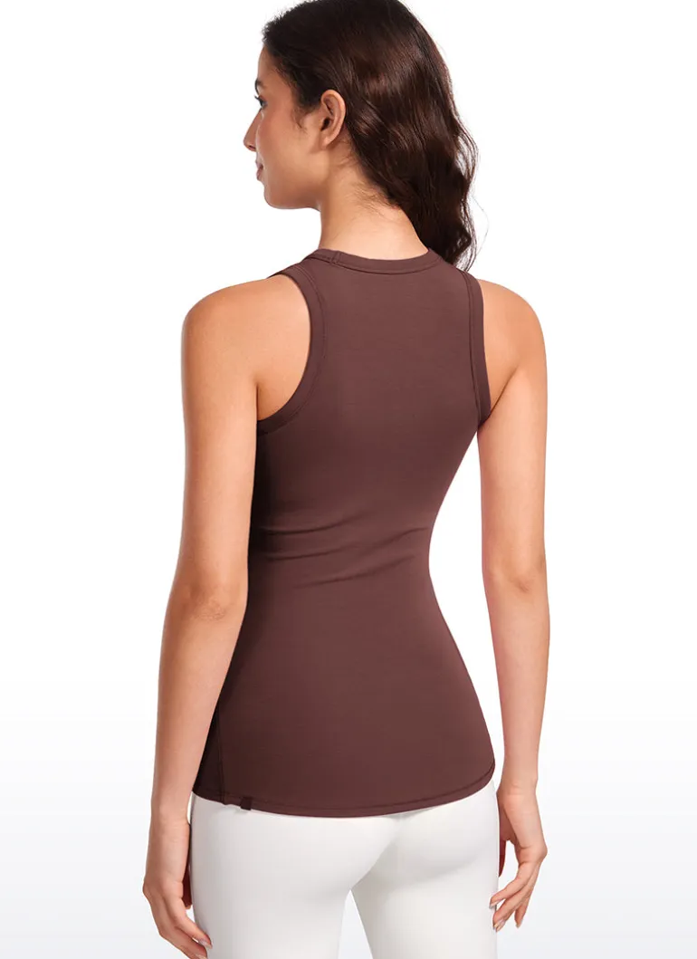 Hip Length High Neck Ribbed Racerback Tank