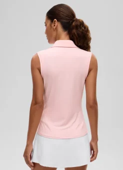 Hip Length Slim Fit Sleeveless Polo