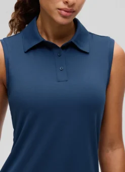 Hip Length Slim Fit Sleeveless Polo