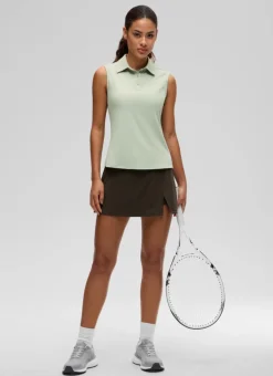 Hip Length Slim Fit Sleeveless Polo