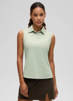 Hip Length Slim Fit Sleeveless Polo