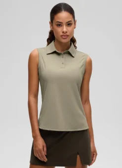 Hip Length Slim Fit Sleeveless Polo