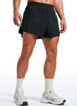 2 in 1 Side Split Dolphin Shorts 4'' with Pockets