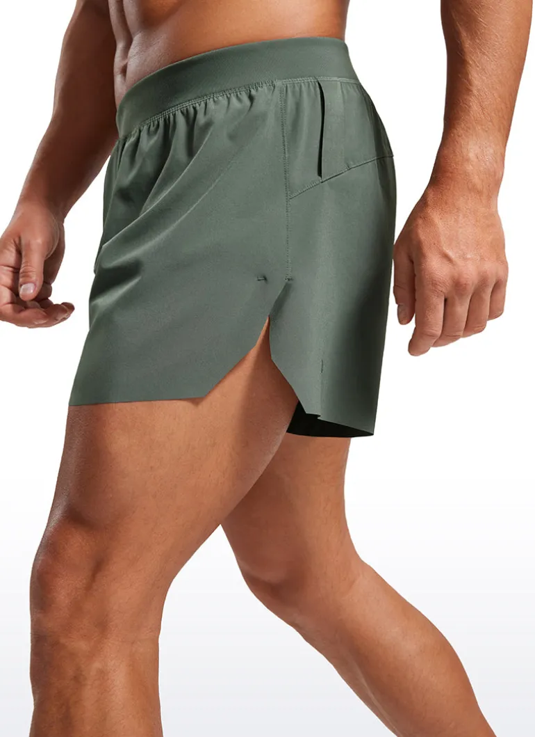 2 in 1 Side Split Dolphin Shorts 4'' with Pockets