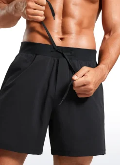 Lightweight Stretchy Athletic Workout Shorts with Zipper Pocket 5''