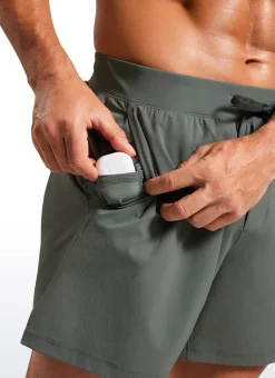 Lightweight Stretchy Athletic Workout Shorts with Zipper Pocket 5''