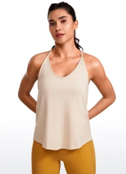Lightweight Tie Back Halter V Neck Tank