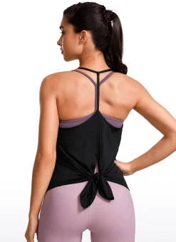 Lightweight Tie Back Halter V Neck Tank