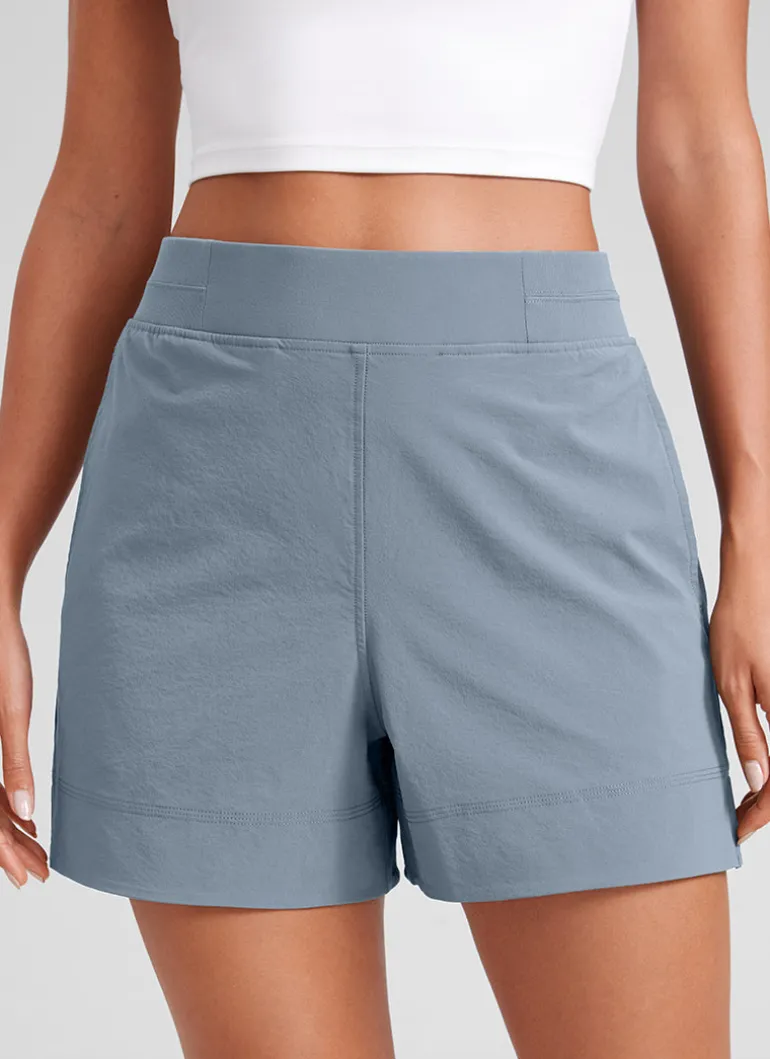 Linerless High Rise V Slit Pocket Shorts 4"