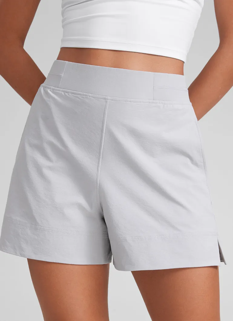 Linerless High Rise V Slit Pocket Shorts 4"