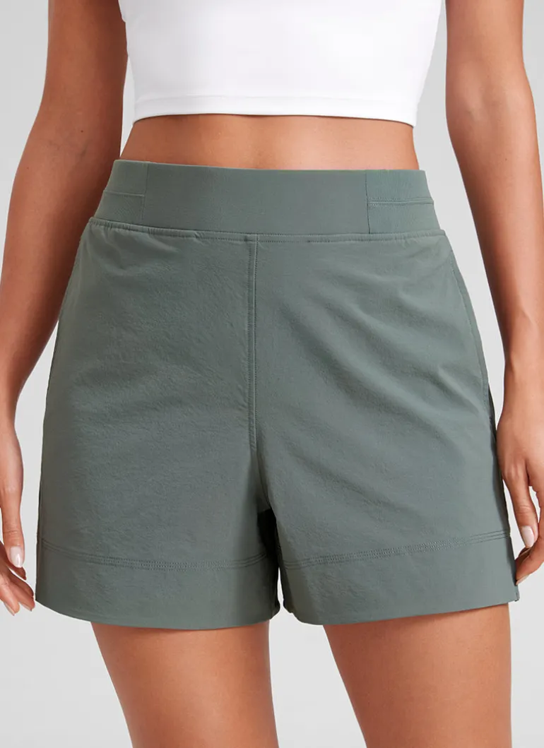Linerless High Rise V Slit Pocket Shorts 4"