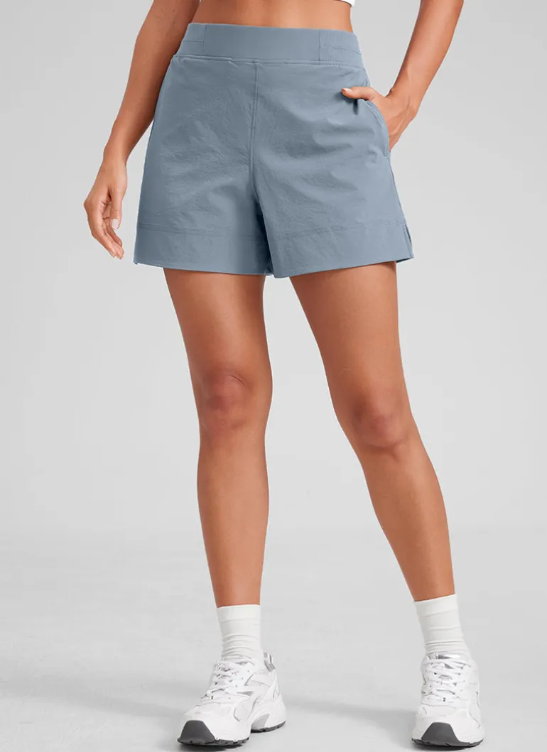 Linerless High Rise V Slit Pocket Shorts 4"