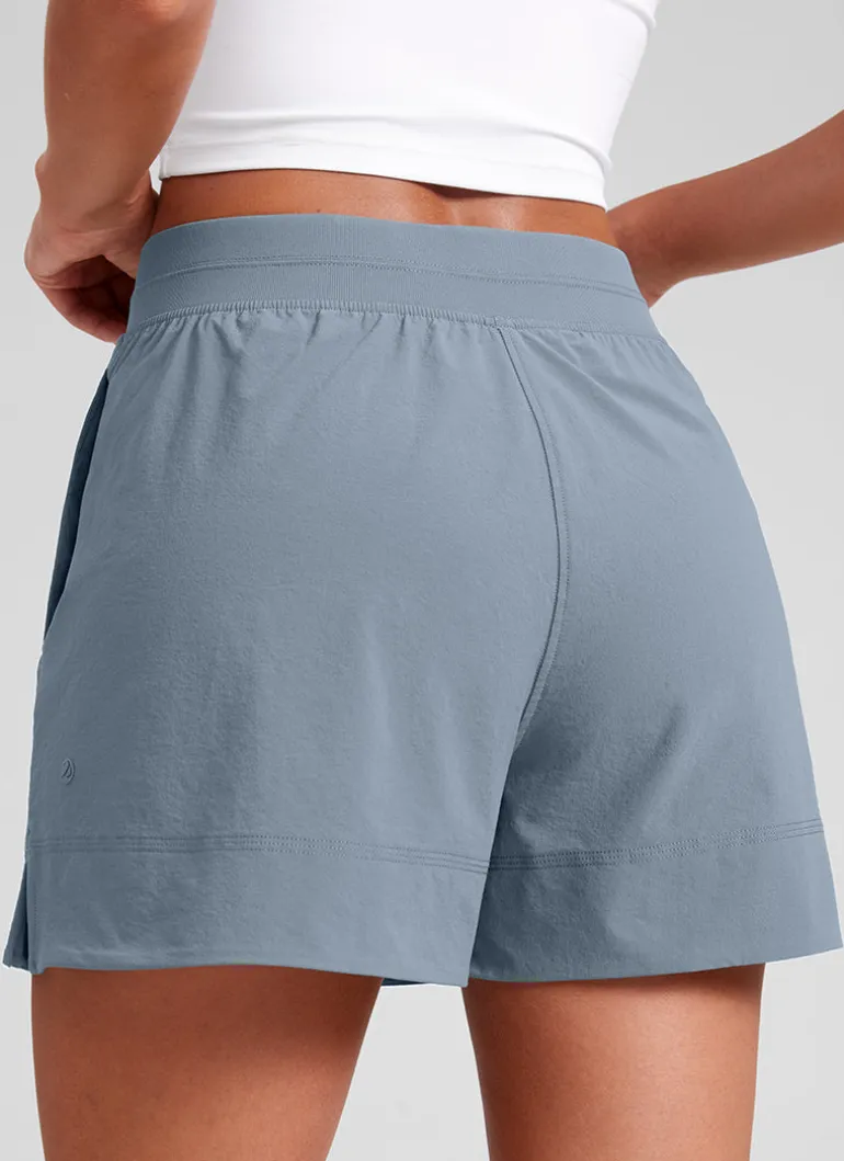 Linerless High Rise V Slit Pocket Shorts 4"