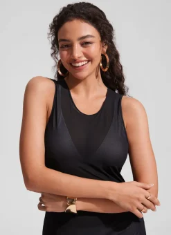 Mesh Midi Sleeveless Swimsuit Coverup with Back Slit