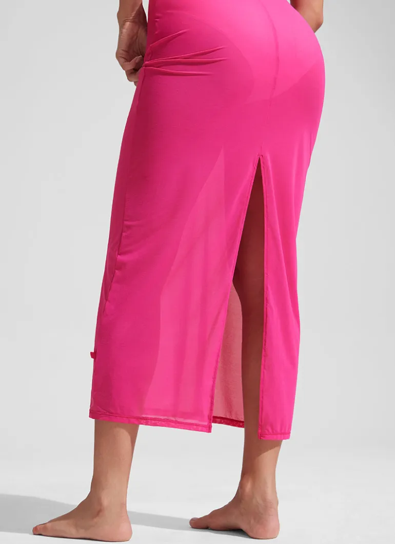 Mesh Midi Sleeveless Swimsuit Coverup with Back Slit