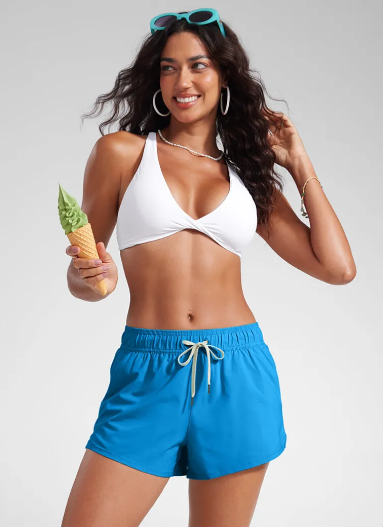 Mid Rise Side Splits Liner Pocket Shorts 3"