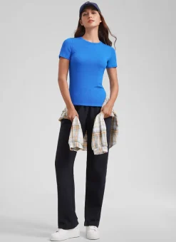 Modal Crew Neck Ribbed Short Sleeve