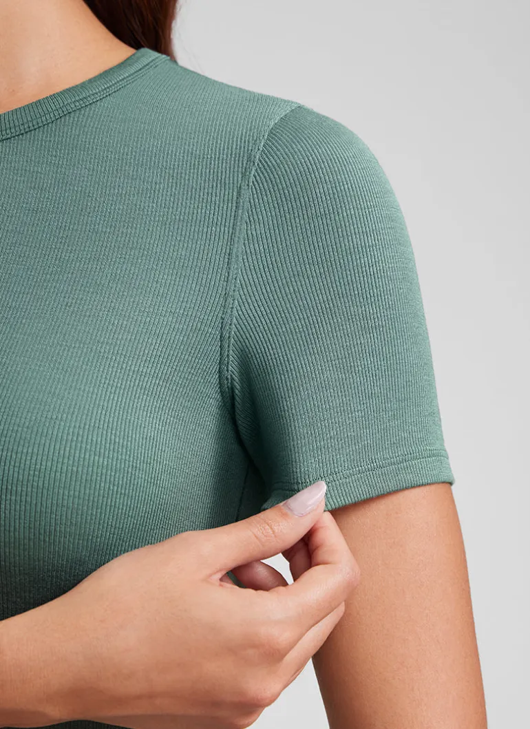 Modal Crew Neck Ribbed Short Sleeve