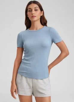 Modal Crew Neck Ribbed Short Sleeve