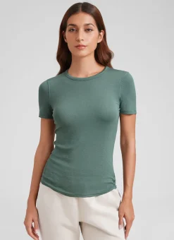 Modal Crew Neck Ribbed Short Sleeve