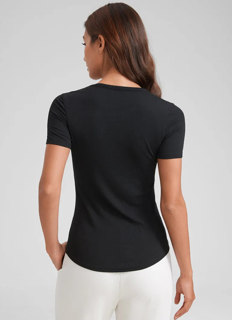 Modal Crew Neck Ribbed Short Sleeve