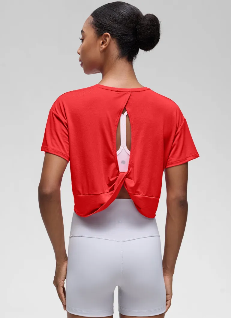 Open Back Cropped Short Sleeve