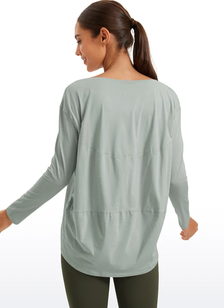 Pima Cotton Boat Neck Long Sleeve