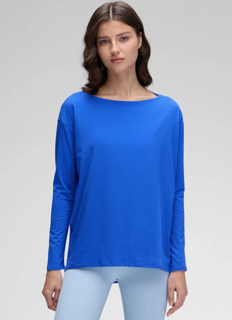 Pima Cotton Boat Neck Long Sleeve
