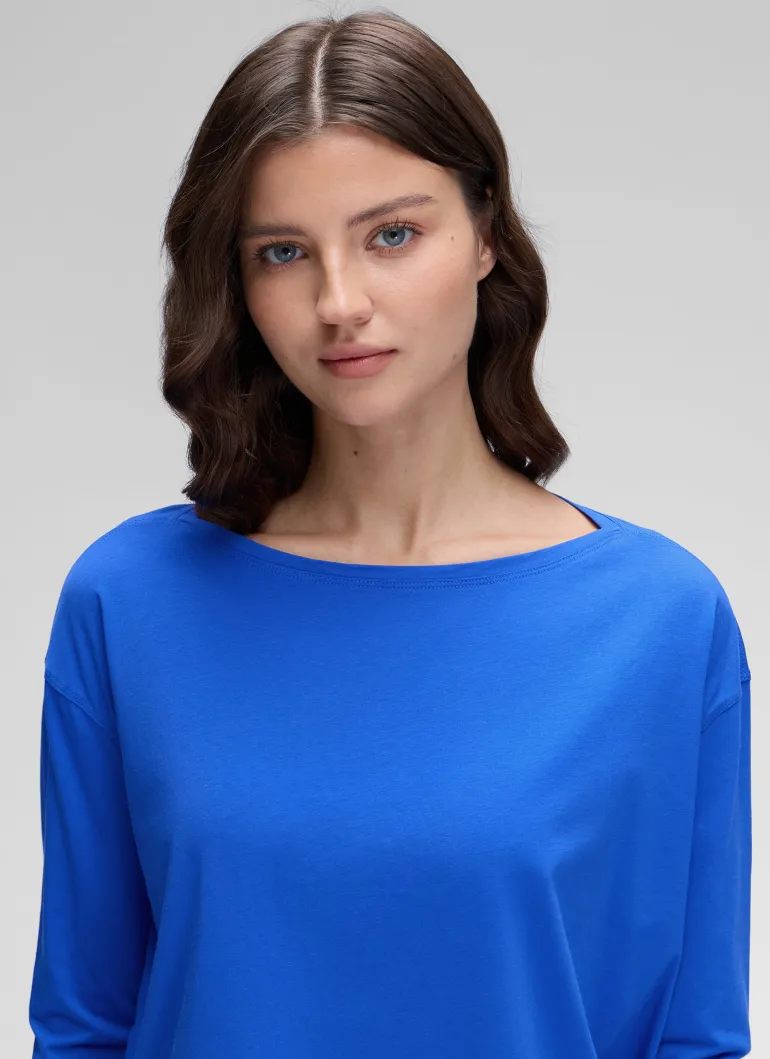 Pima Cotton Boat Neck Long Sleeve