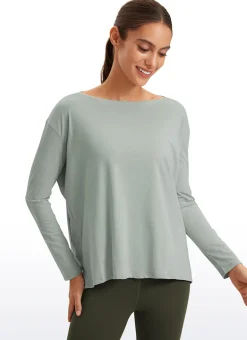 Pima Cotton Boat Neck Long Sleeve